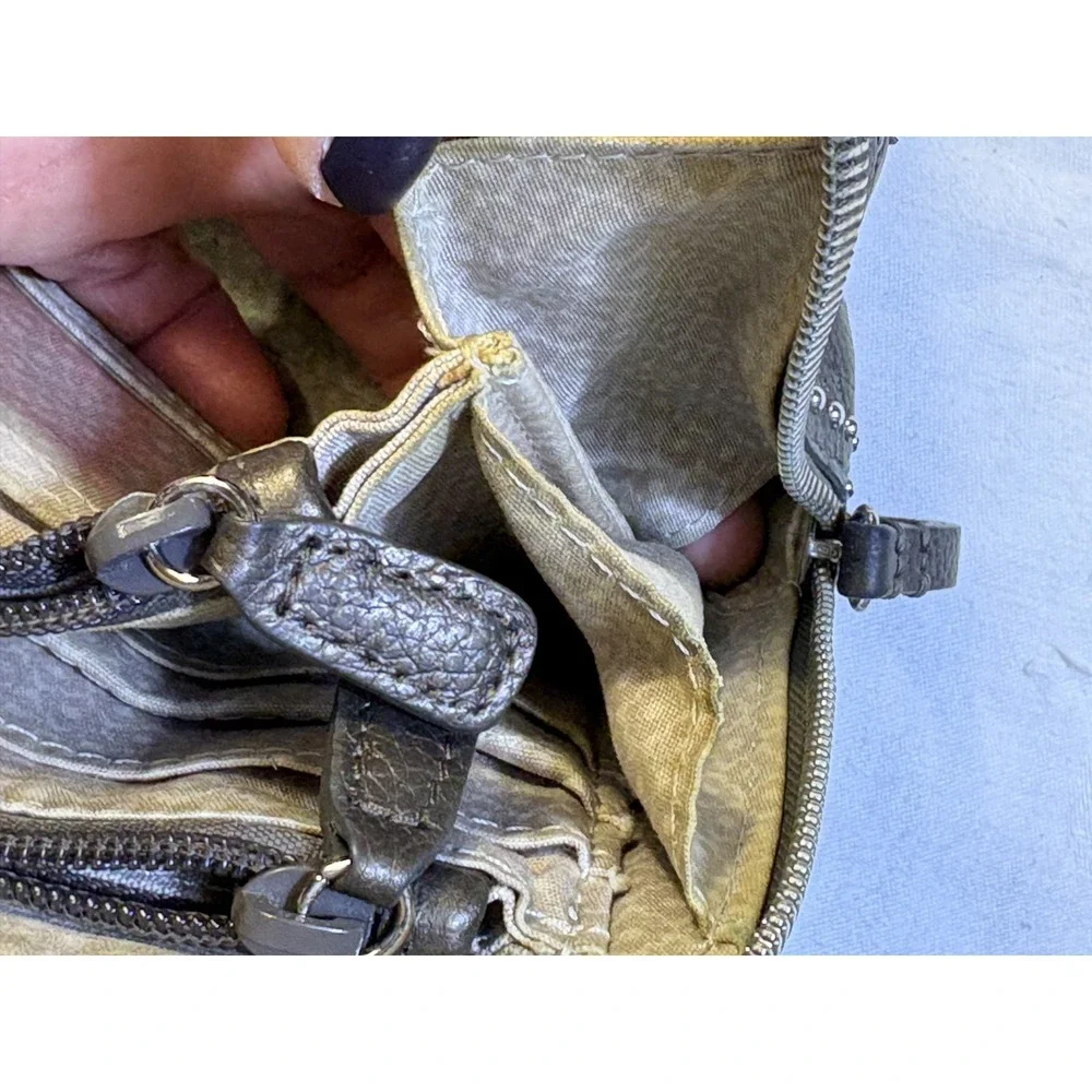 BRIGHTON‎ Pretty Tough Jojo Domed Pewter Studded Organizer Crossbody Bag